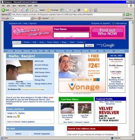 MySpace is full of ads.